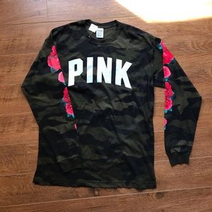 PINK camo and floral long sleeve tee